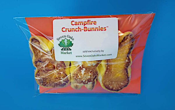 Campfire Crunch-Bunnies are yellow marshmallow bunnies flame roasted and then freeze dried