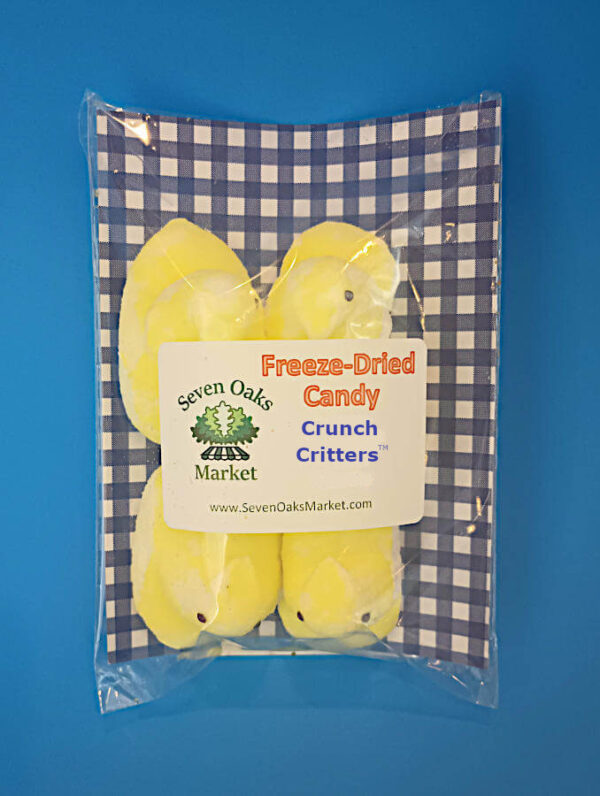 freeze dried candy make from yellow marshmallow chicks