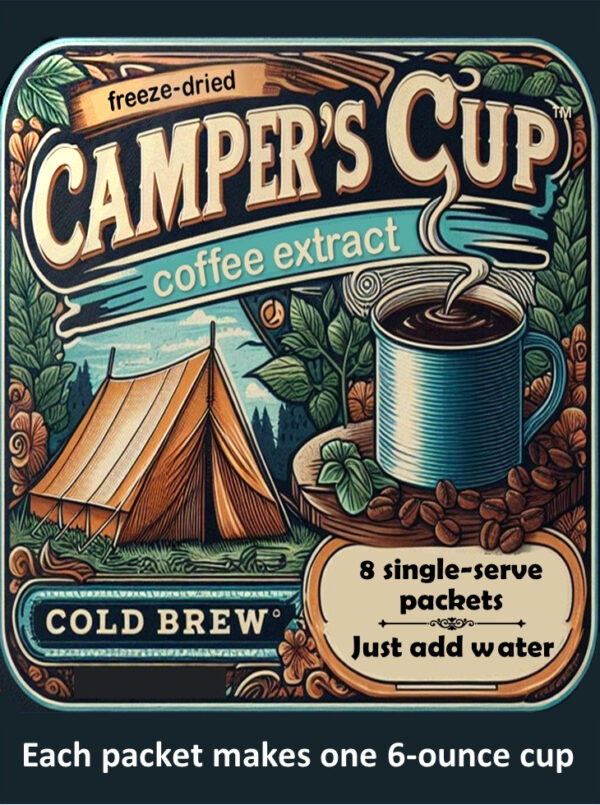 Camper's Cup freeze-dried coffee label